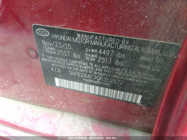 Hyundai Sonata 2.4l Se 2016 5NPE24AF7GH352872 Image 9
