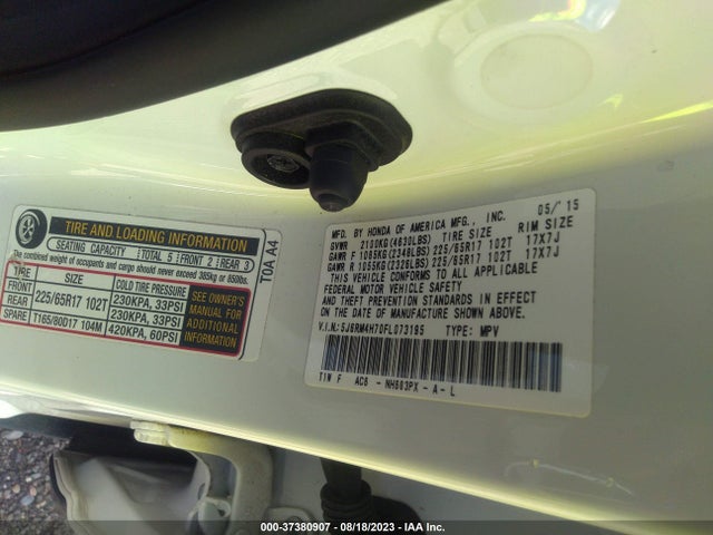 Honda Cr-v Ex-l 2015 5J6RM4H70FL073195 Image 9