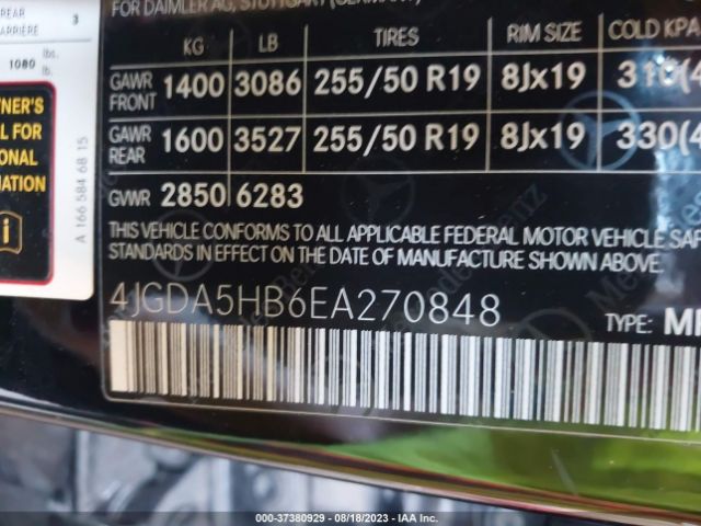 4JGDA5HB6EA270848 Mercedes-Benz M-class Ml 350