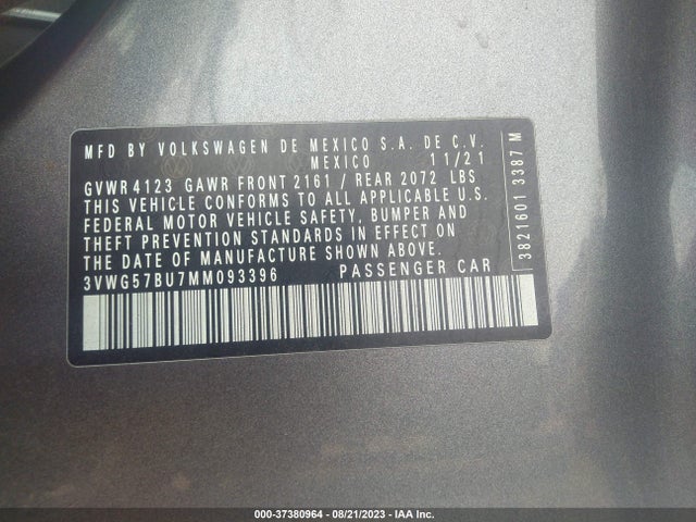 3VWG57BU7MM093396 Volkswagen Jetta Sel Premium