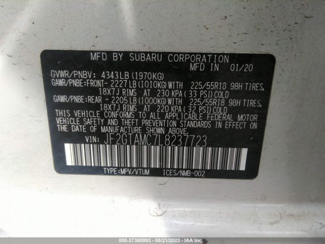 JF2GTAMC7L8237723 Subaru Crosstrek Limited