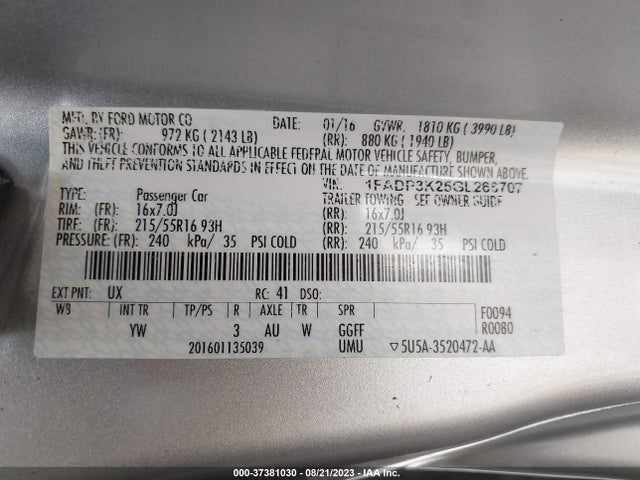 Ford FOCUS SE 2016 1FADP3K25GL266707 Image 9