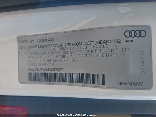 WAUGNAF49HN062007 Audi A4 PREMIUM
