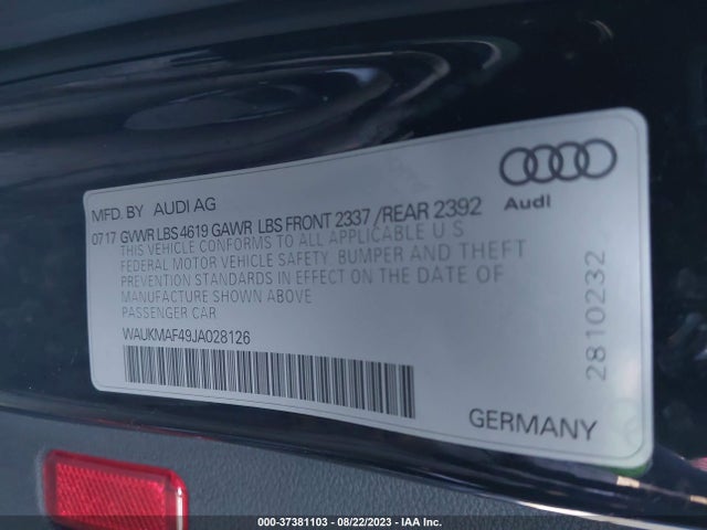 WAUKMAF49JA028126 Audi A4 2.0t Tech Ultra Premium/2.0t Ultra Premium