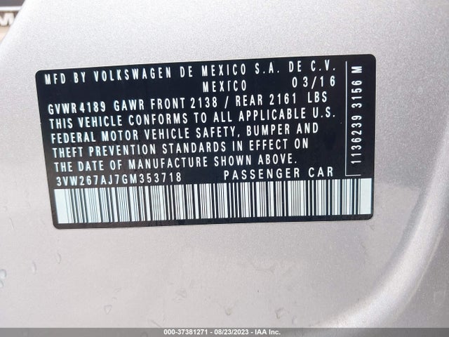 3VW267AJ7GM353718 Volkswagen Jetta Sedan 1.4t S