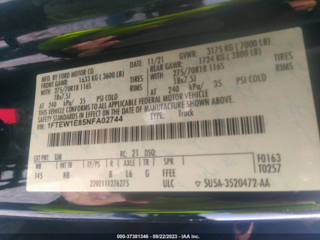 1FTEW1E85NFA02744 Ford F-150 Xl/xlt/lariat