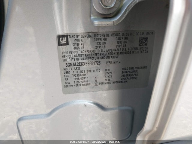 2014 CHEVROLET CAPTIVA SPORT FLEET LS VIN: 3GNAL2EKXES651726