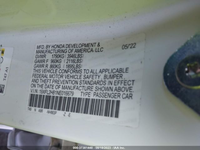 19XFL2H81NE016679 Honda Civic Hatchback Sport