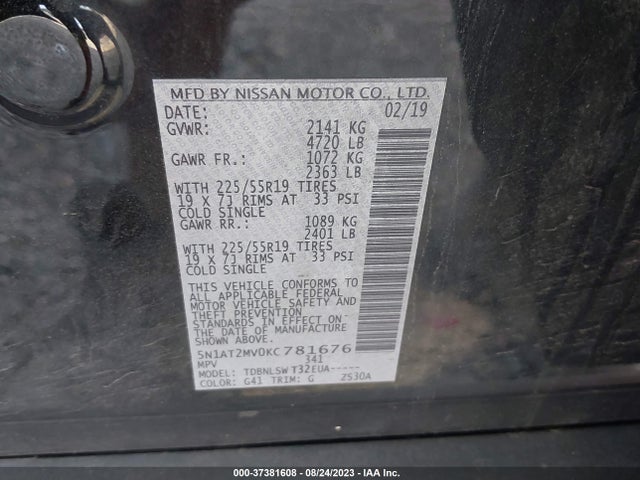 Nissan Rogue Sl 2019 5N1AT2MV0KC781676 Image 14
