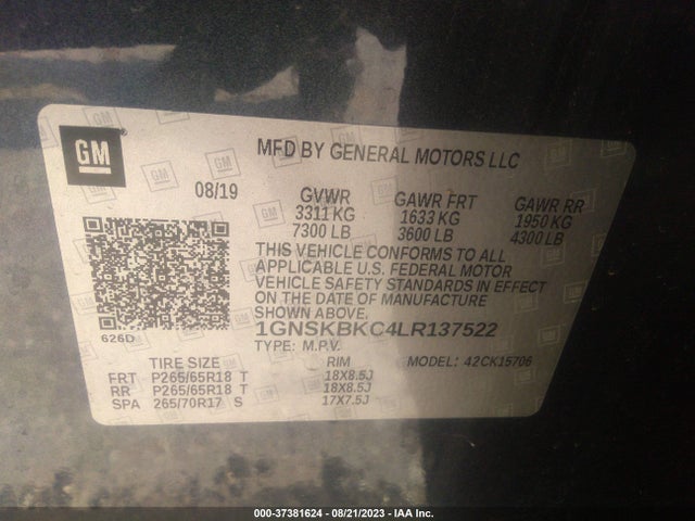 Chevrolet Tahoe Lt 2020 1GNSKBKC4LR137522 Image 9