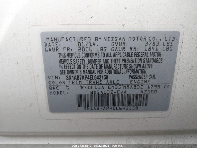 Nissan SENTRA SV 2014 3N1AB7AP4EL643158 Image 9