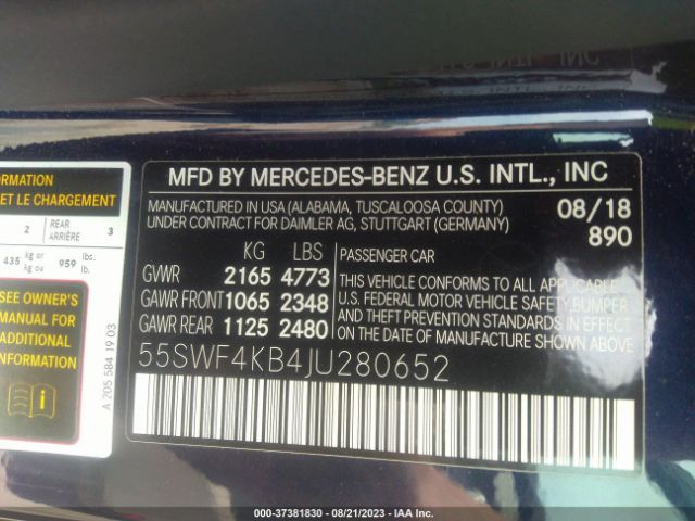 55SWF4KB4JU280652 Mercedes-Benz C-class C 300