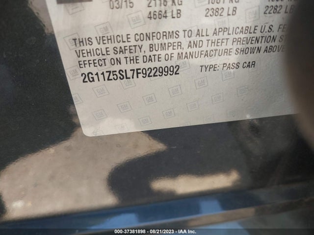 2015 CHEVROLET IMPALA LS VIN: 2G11Z5SL7F9229992