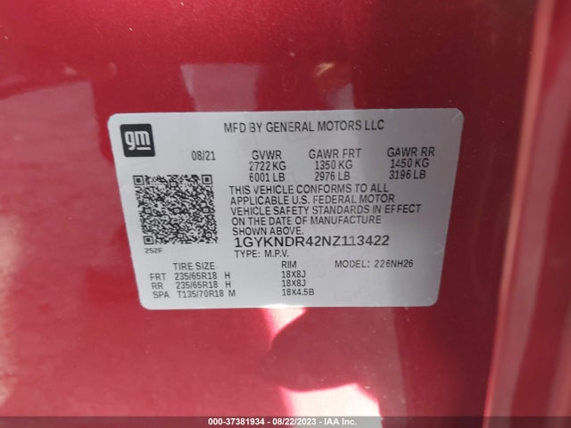 2022 Cadillac XT5, VIN: 1GYKNDR42NZ113422