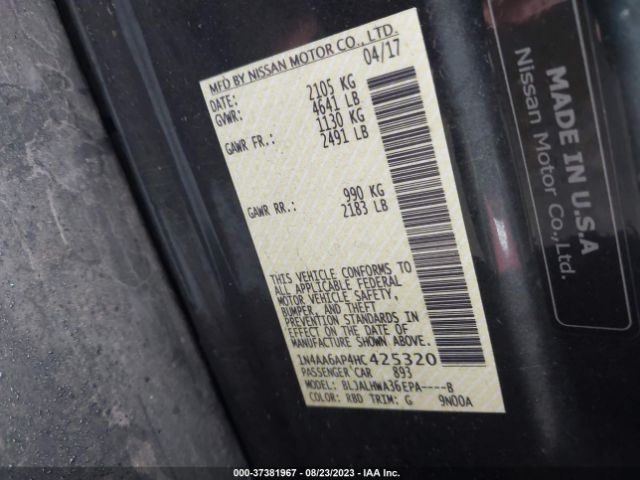 1N4AA6AP4HC425320 Nissan Maxima Sv/s/sl/sr/platinum