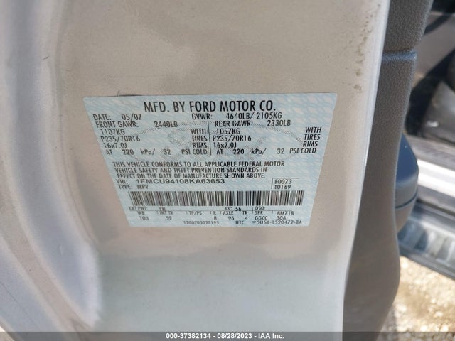 2008 FORD ESCAPE LIMITED VIN: 1FMCU94108KA63653