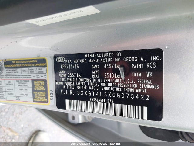 KIA Optima Lx 2016 5XXGT4L3XGG073422 Image 9