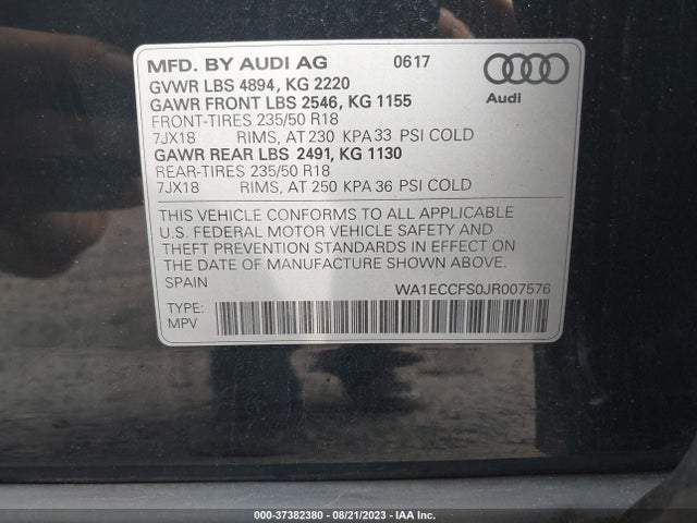 WA1ECCFS0JR007576 Audi Q3 Premium/sport Premium