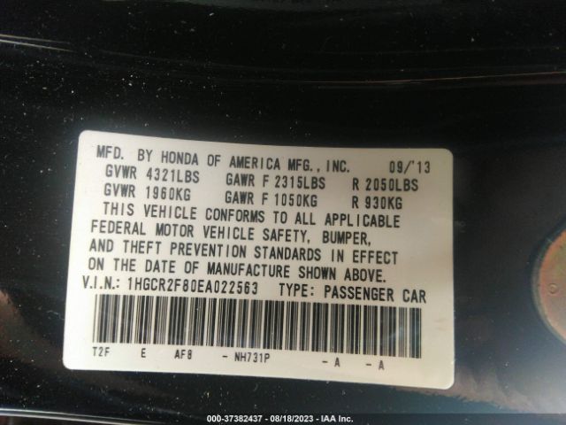1HGCR2F80EA022563 Honda Accord Sedan Ex-l