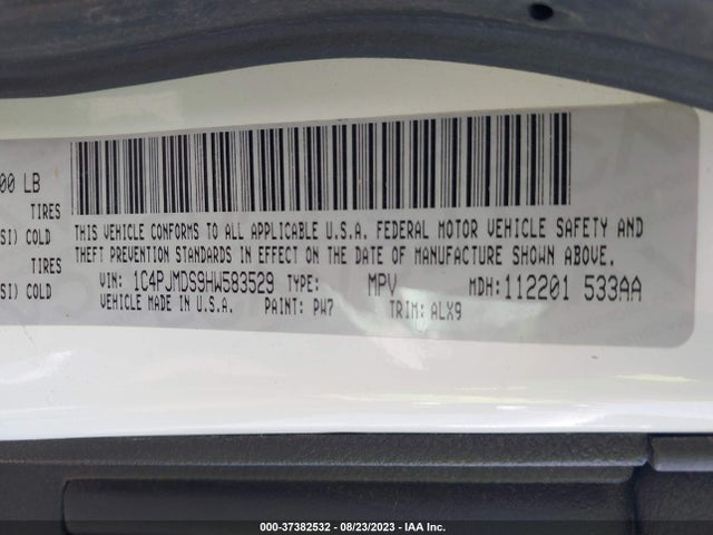 1C4PJMDS9HW583529 Jeep Cherokee Limited