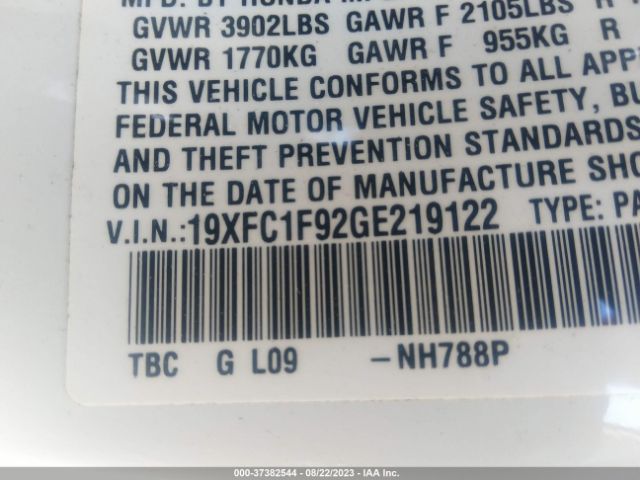 19XFC1F92GE219122 Honda Civic Sedan Touring