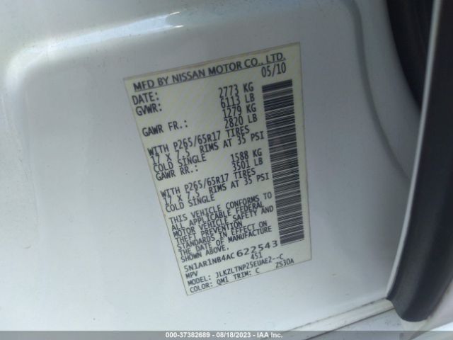 2010 NISSAN PATHFINDER 5N1AR1NB4AC622543 Photo 8