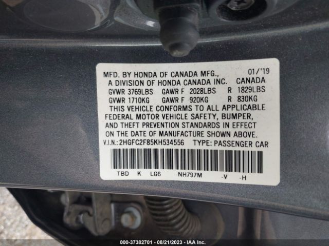 2HGFC2F85KH534556 Honda Civic Sedan Sport