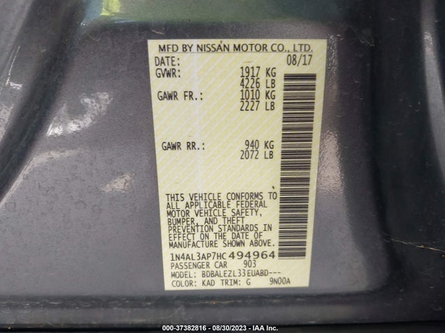 2017 NISSAN ALTIMA 2.5 S VIN: 1N4AL3AP7HC494964