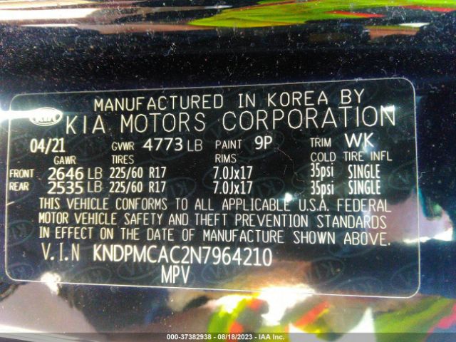 KNDPMCAC2N7964210 KIA Sportage Lx