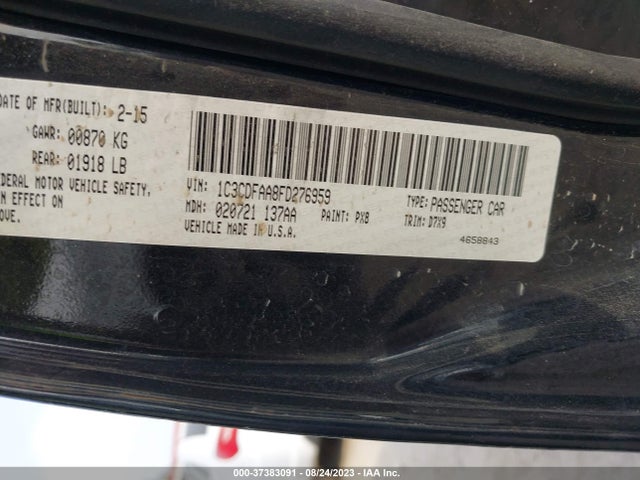 Dodge DART SE 2015 1C3CDFAA8FD276959 Image 9