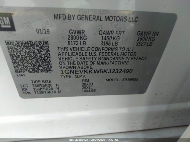 Chevrolet Traverse Premier 2019 1GNEVKKW5KJ232490 Image 9