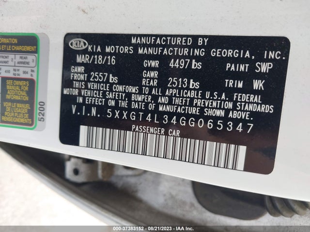 KIA Optima Lx 2016 5XXGT4L34GG065347 Image 10