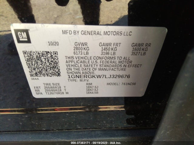 Chevrolet Traverse Lt Cloth 2020 1GNERGKW7LJ329676 Image 9
