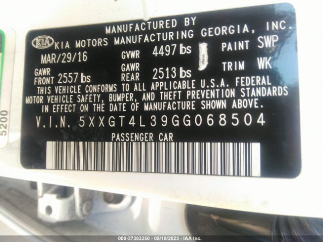 5XXGT4L39GG068504 KIA Optima Lx
