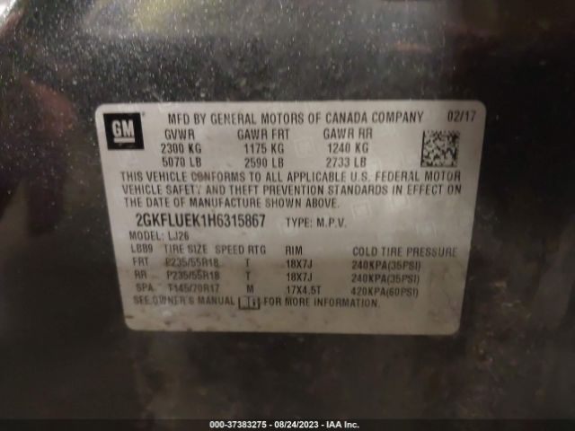 2GKFLUEK1H6315867 GMC Terrain Slt