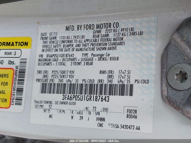 3FA6P0SU1GR187643 Ford Fusion Energi Titanium