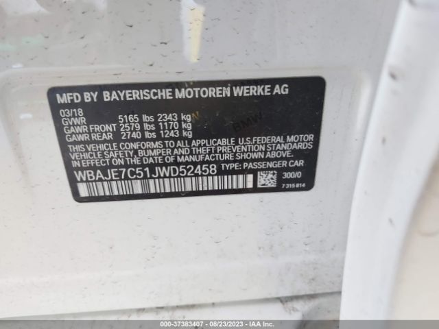 WBAJE7C51JWD52458 BMW 5 Series 540i Xdrive