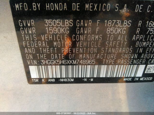 3HGGK5H6XKM748965 Honda Fit Sport