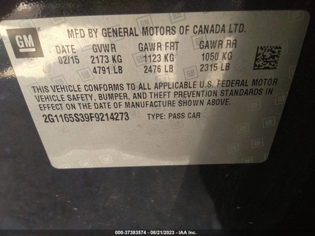 Chevrolet IMPALA LTZ 2015 2G1165S39F9214273 Image 14