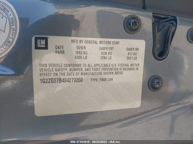 2008 PONTIAC G6 VIN: 1G2ZG57B484279260