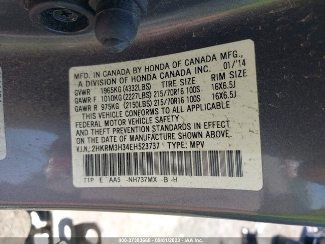 Honda CR-V LX 2014 2HKRM3H34EH523737 Image 9