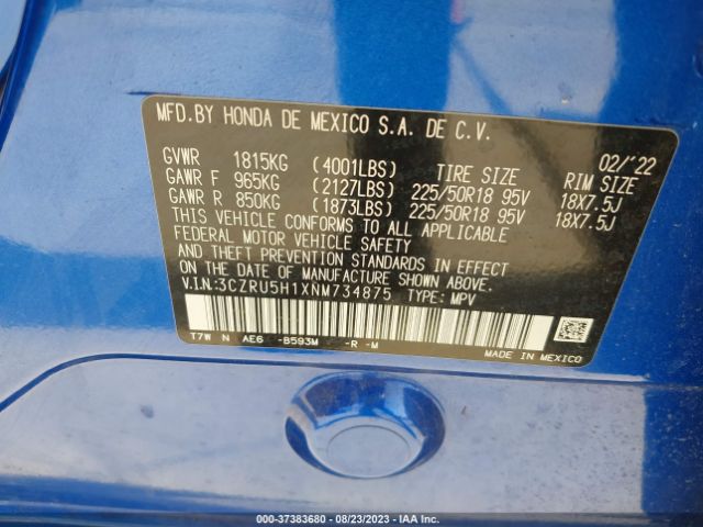3CZRU5H1XNM734875 Honda HR-V SPORT