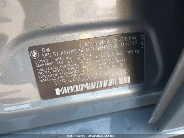 Продажа на аукционе авто 2009 Bmw 3-series 335d, vin: WBAPN73549A266237, номер лота: 37383720