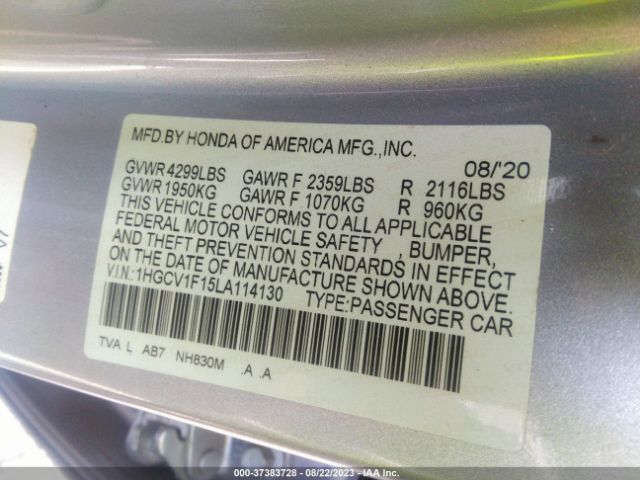 1HGCV1F15LA114130 Honda Accord Sedan Lx