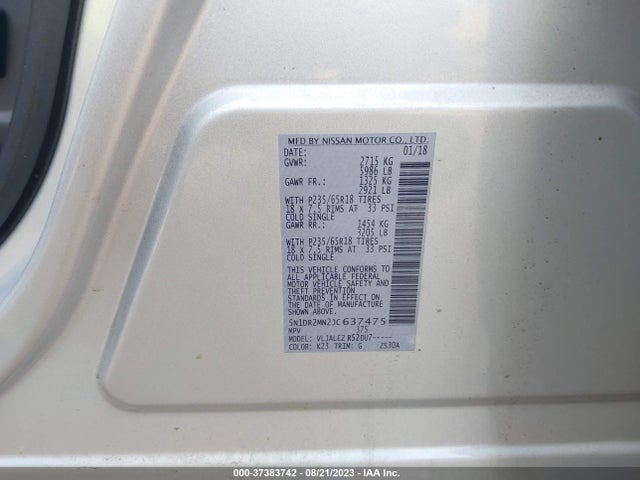 Nissan Pathfinder Sv 2018 5N1DR2MN2JC637475 Image 9