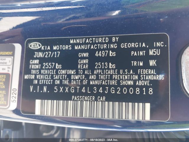 5XXGT4L34JG200818 KIA Optima S