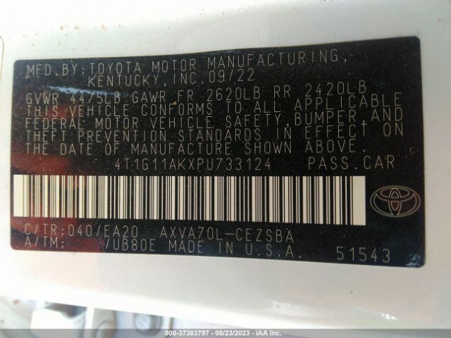 4T1G11AKXPU733124 Toyota Camry Se/se Nightshade