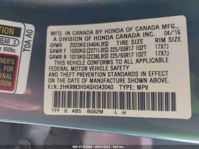 2HKRM3H54GH543040 Honda CR-V EX