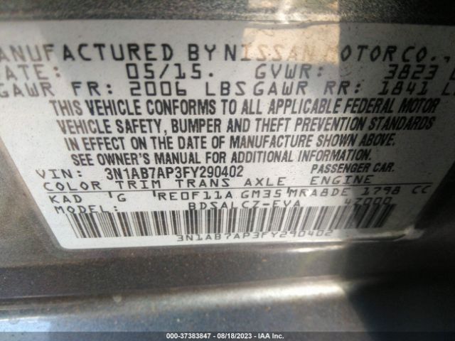3N1AB7AP3FY290402 Nissan SENTRA S