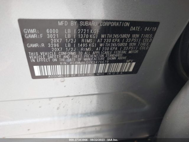 4S4WMALD7K3476679 Subaru Ascent Limited